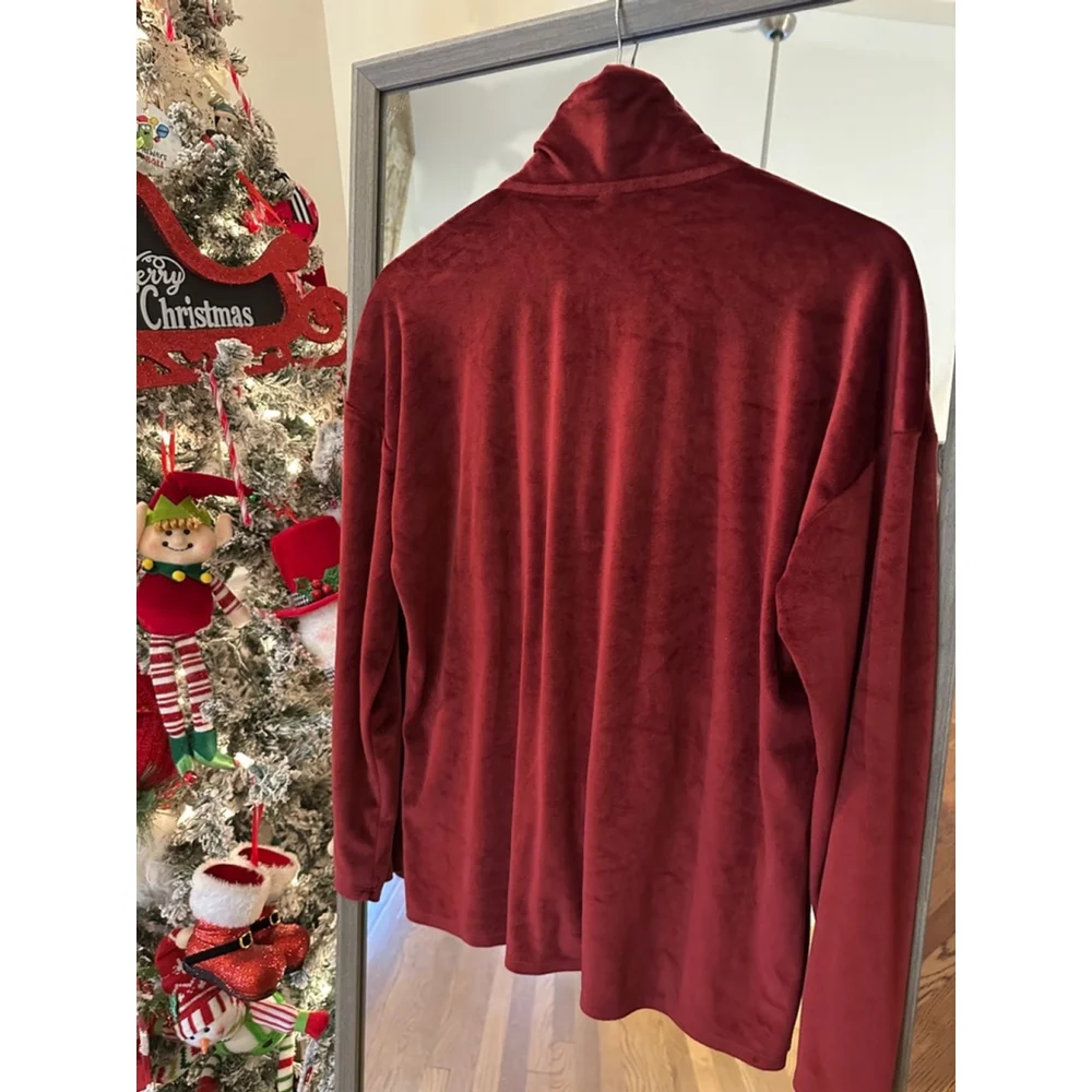 Steve Madden Velvet Button Up‎ Blouse Burgundy Medium